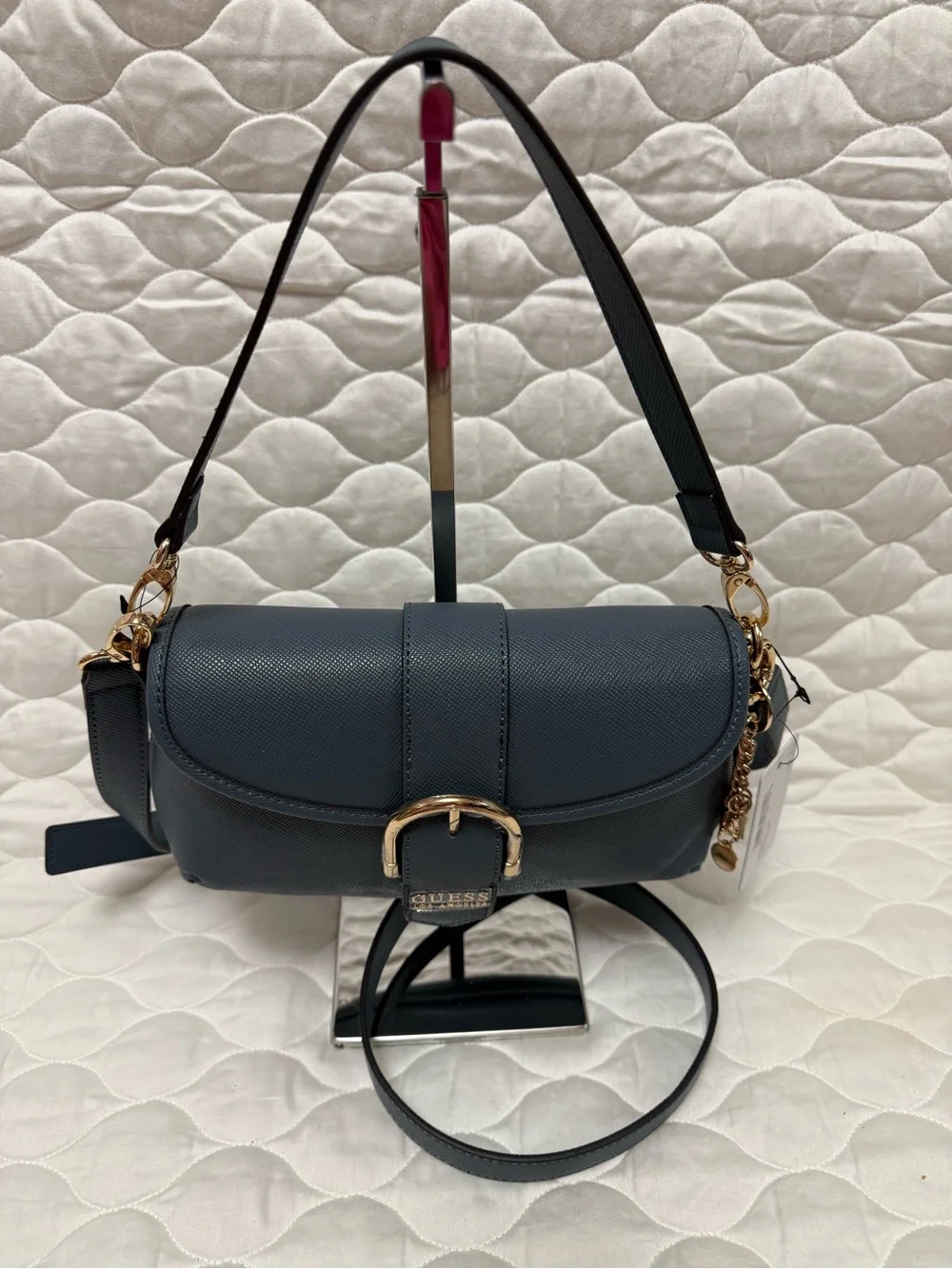 GUESS Los Angeles Harlow Saffiano Crossbody Bag with Gold Hardware
